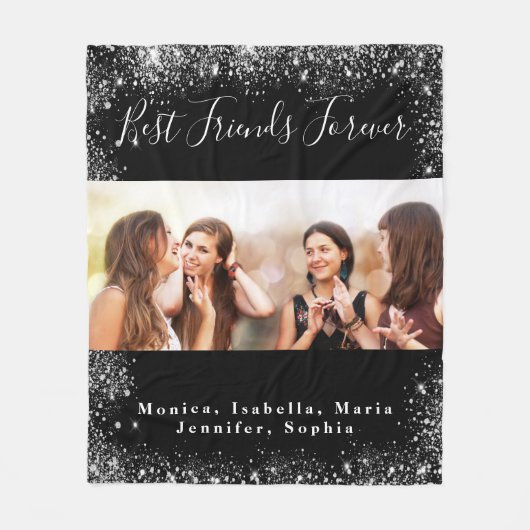 Couverture Polaire Amis pour toujours noir argent photo parties scint (Devant)