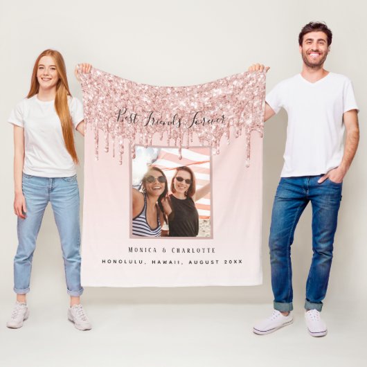 Couverture Polaire Amis pour toujours parties scintillant rose pâle p (En situation)