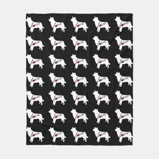 Couverture Polaire Amour de border collie (Devant)