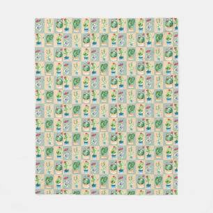 Couverture Polaire amour de cactus - aquarelle