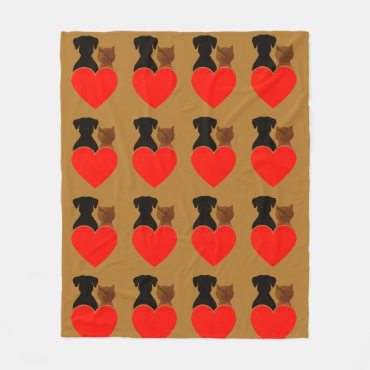 Couverture Polaire Amour de chien et chat (Devant)