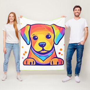 Couverture Polaire Amour de chiot arc-en-ciel