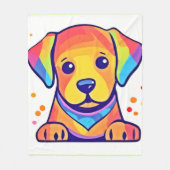 Couverture Polaire Amour de chiot arc-en-ciel (Devant)