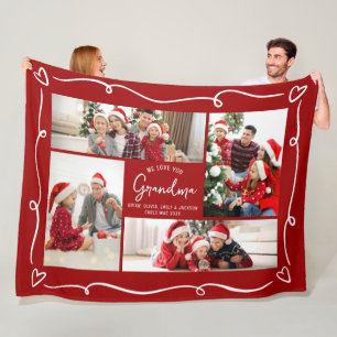 Couverture Polaire Amour de Noël Rouge Vous Grand-Mère Doodles 4 Phot