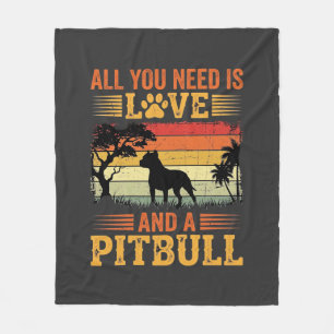 Couverture Polaire Amour de Pitbull Coucher de Soleil Rétro Chien