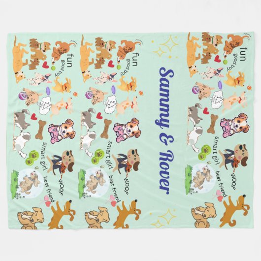 Couverture Polaire Amour Doggie personnalisé pour vous et votre enfan (Devant (Horizontal))