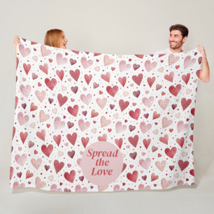 Couverture Polaire Amour en aquarelle - Motif du coeur lunaire