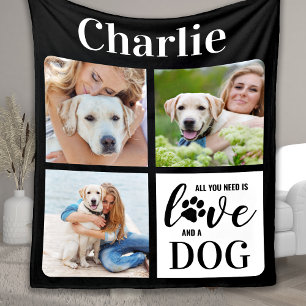 Couverture Polaire Amour Et Chien Personnalisé 3 Animaux De Compagnie