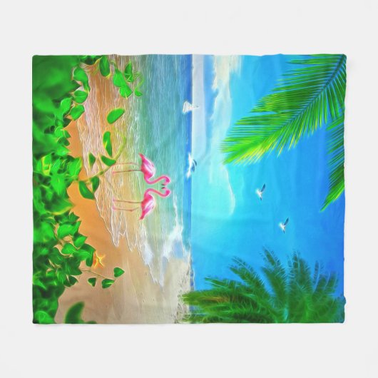 Couverture Polaire Amour Flamant rose (Devant (Horizontal))