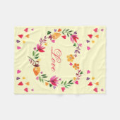 Couverture Polaire Amour floral de guirlande de coeur d'aquarelle (Devant (Horizontal))