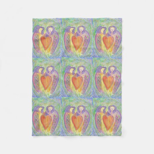 Couverture Polaire Amour Gardien Anges Art Fleece Blanches (Devant)