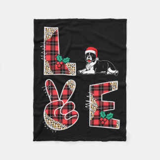 Couverture Polaire Amour Noël Rouge Père Noël Chapeau Bulldog Noël Fa