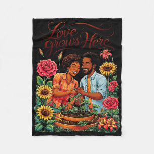 Couverture Polaire Amour noir esquisse de couple afro-américain Valen