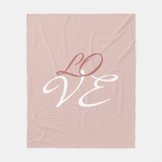 Couverture Polaire Amour Rose Or Couleur Calligraphie Script (Devant)