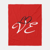 Couverture Polaire Amour Rouge Blanc Noir Calligraphie Script (Devant)
