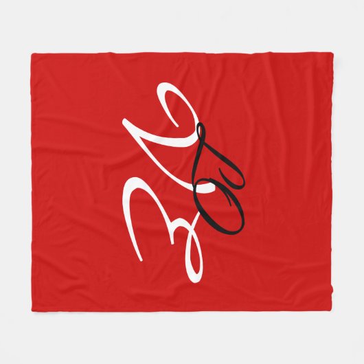 Couverture Polaire Amour Rouge Blanc Noir Calligraphie Script (Devant (Horizontal))