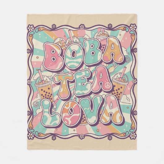 Couverture Polaire Amoureux de Bubble Tea (Devant)