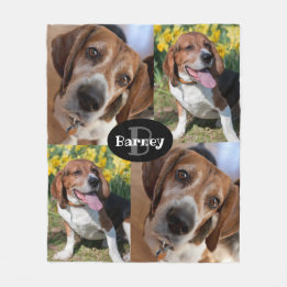 Couverture Polaire Amoureux de chiots 4 photos Nom et monogramme pers