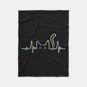 Couverture Polaire Amoureux des chats Heartbeat Animal Silhouette Cut