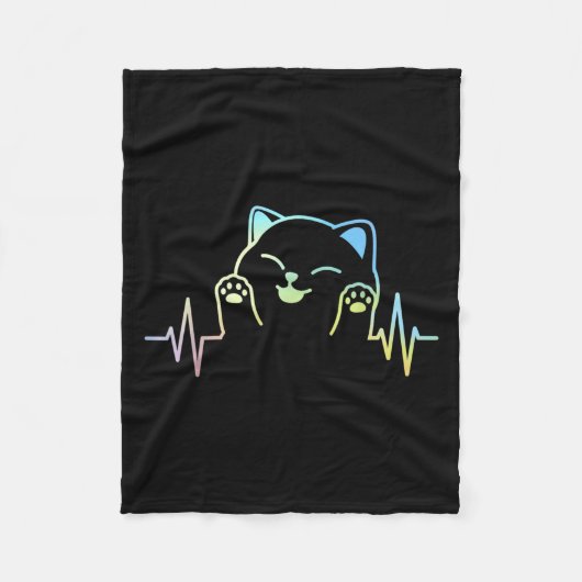 Couverture Polaire Amoureux des chats Heartbeat Animal Silhouette Cut (Devant)