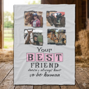 Couverture Polaire Amoureux des chevaux 4 photo meilleur ami gris ros