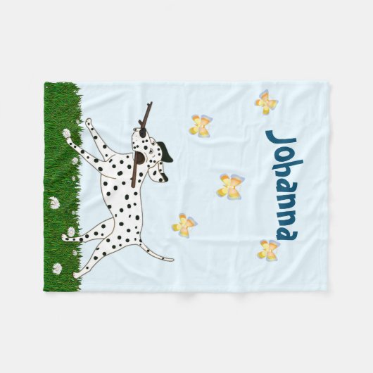 Couverture Polaire Amoureux des chiens dalmate sortant (Devant (Horizontal))