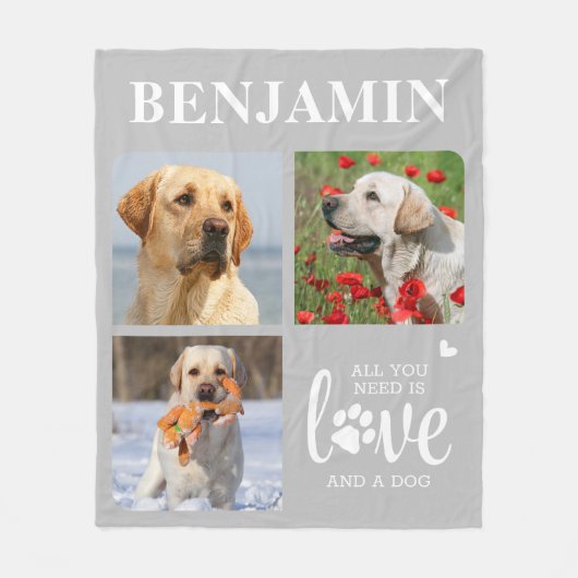 Couverture Polaire Amoureux des chiens Personnalisé 3 Animaux de comp (Devant)