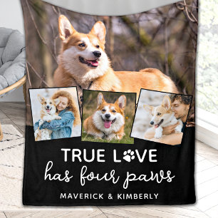 Couverture Polaire Amoureux des chiens Personnalisé 4 Photo Collage A