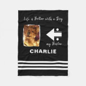 Couverture Polaire Amoureux des chiens photo nom noir (Devant)