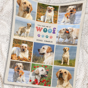 Couverture Polaire Amoureux des chiens rétro WOOF Personnalisé 11 Pet