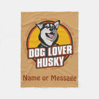 Couverture Polaire Amoureux des chiens Siberian Husky Nom ou message