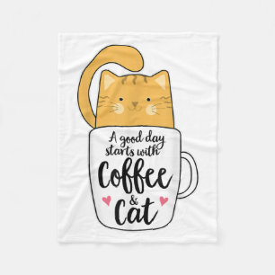 Couverture Polaire Amusant Amoureux des chats de Mug de café orange