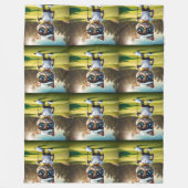 Couverture Polaire Amusant Animé Cat Golf Player, (Devant)