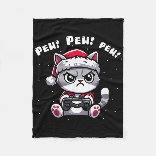 Couverture Polaire Amusant Joueur de chat Pew Jeu vidéo de Noël Garço (Devant)