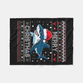 Couverture Polaire Amusant Joyeux Vilain Requin de Noël Santa Hat Lum (Devant (Horizontal))