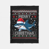 Couverture Polaire Amusant Joyeux Vilain Requin de Noël Santa Hat Lum (Devant)