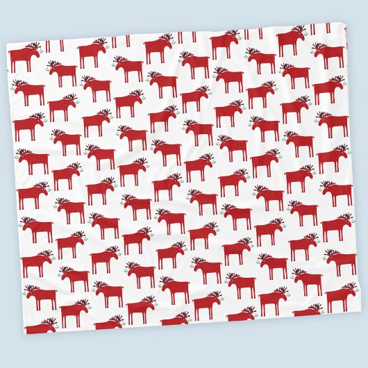 Couverture Polaire Amusant Moose Rouge et Blanc vacances