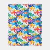 Couverture Polaire Amusant requin arc-en-ciel fête d'anniversaire mot (Devant)