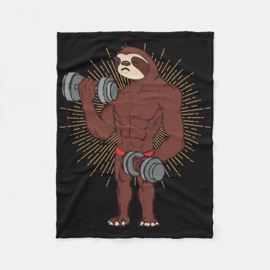 Couverture Polaire Amusant Sloth Exercice Poids Lifting Gym Ra (Devant)