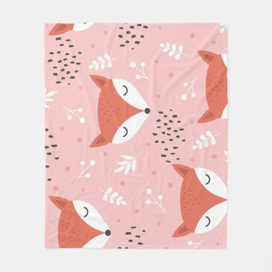 Couverture Polaire Amusement Fox : Motif de forêt mignon (Devant)