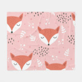 Couverture Polaire Amusement Fox : Motif de forêt mignon (Devant (Horizontal))