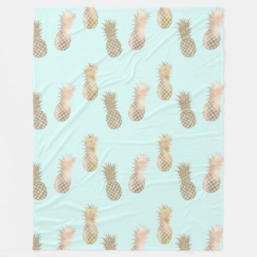 Couverture Polaire Ananas Chic Mint Gold Glam (Devant)