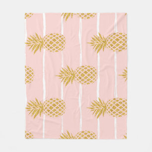 Couverture Polaire Ananas en or, Arrière - plan d'été rayé.