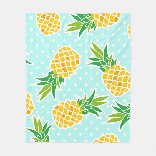 Couverture Polaire Ananas Exotiques : Polka Bleu-Dot Amusant. (Devant)