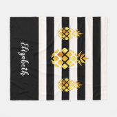 Couverture Polaire Ananas noir or blanc rayures nom (Devant (Horizontal))
