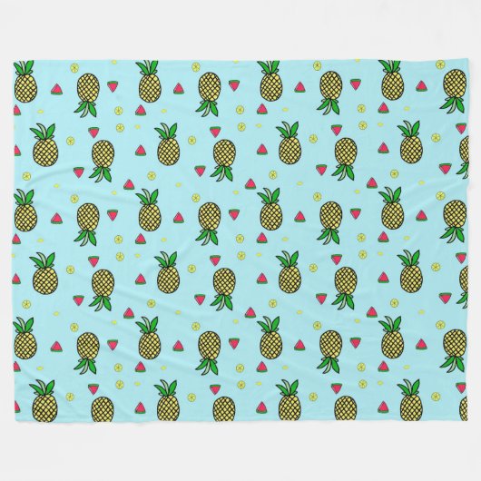 Couverture Polaire Ananas, pastèques et citrons (Devant (Horizontal))