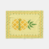 Couverture Polaire Ananas personnalisé, Arrière - plan Jaune modifiab (Devant (Horizontal))