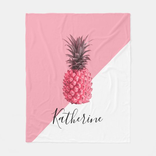 Couverture Polaire Ananas rose et blanc de la poupée (Devant)