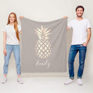 Couverture Polaire Ananas rose et gris d'or d'en cuivre assez éléga
