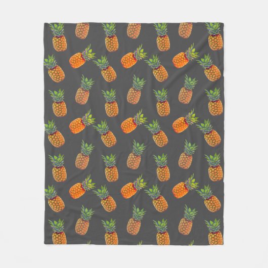 Couverture Polaire Ananas sur fond gris (Devant)